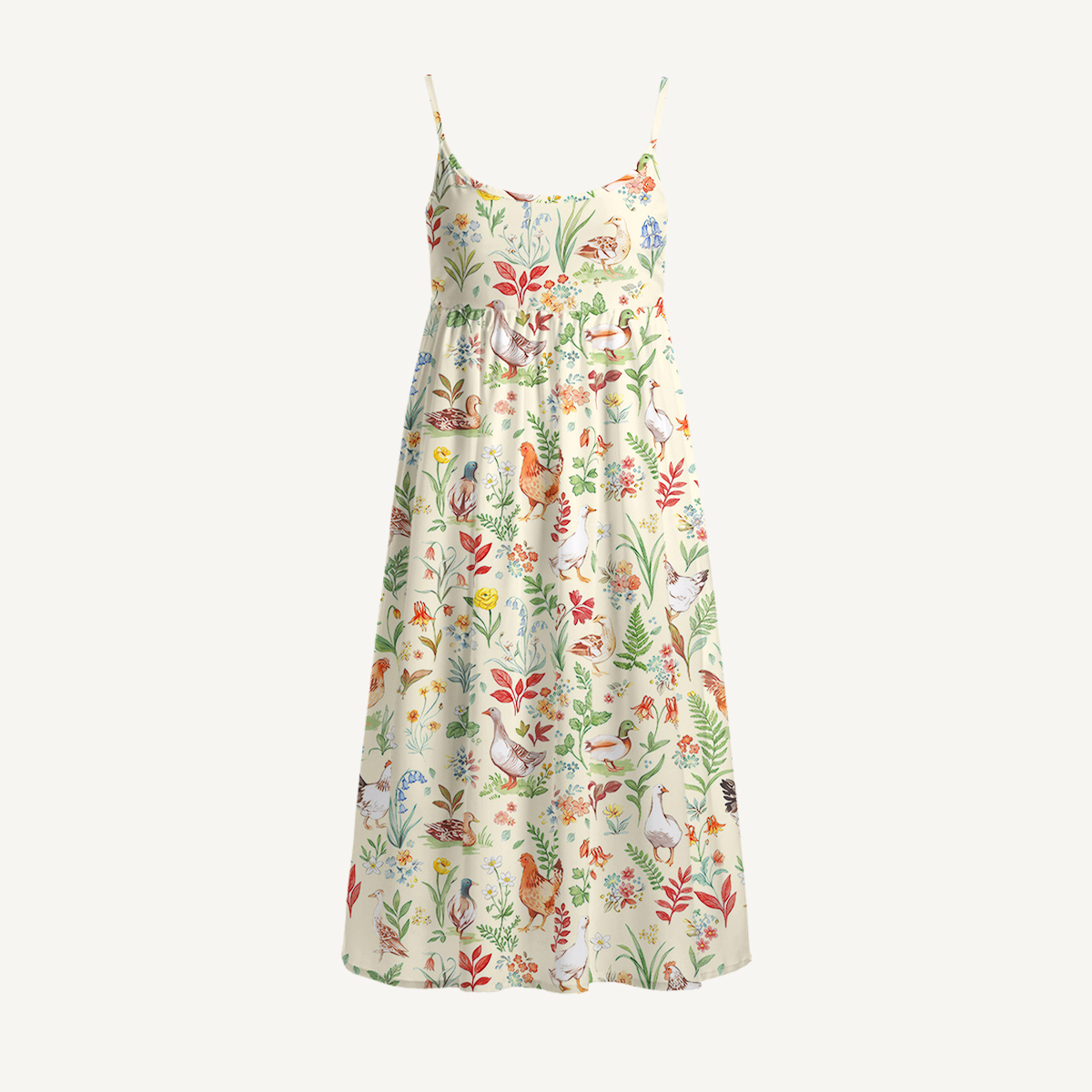 Countryside Garden Critter Print Spaghetti Strap Mini Dress