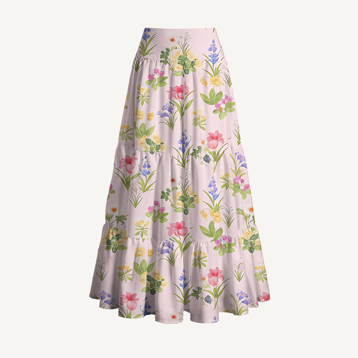 Delicate Blossom Print Convertible Maxi Skirt & Strapless Dress